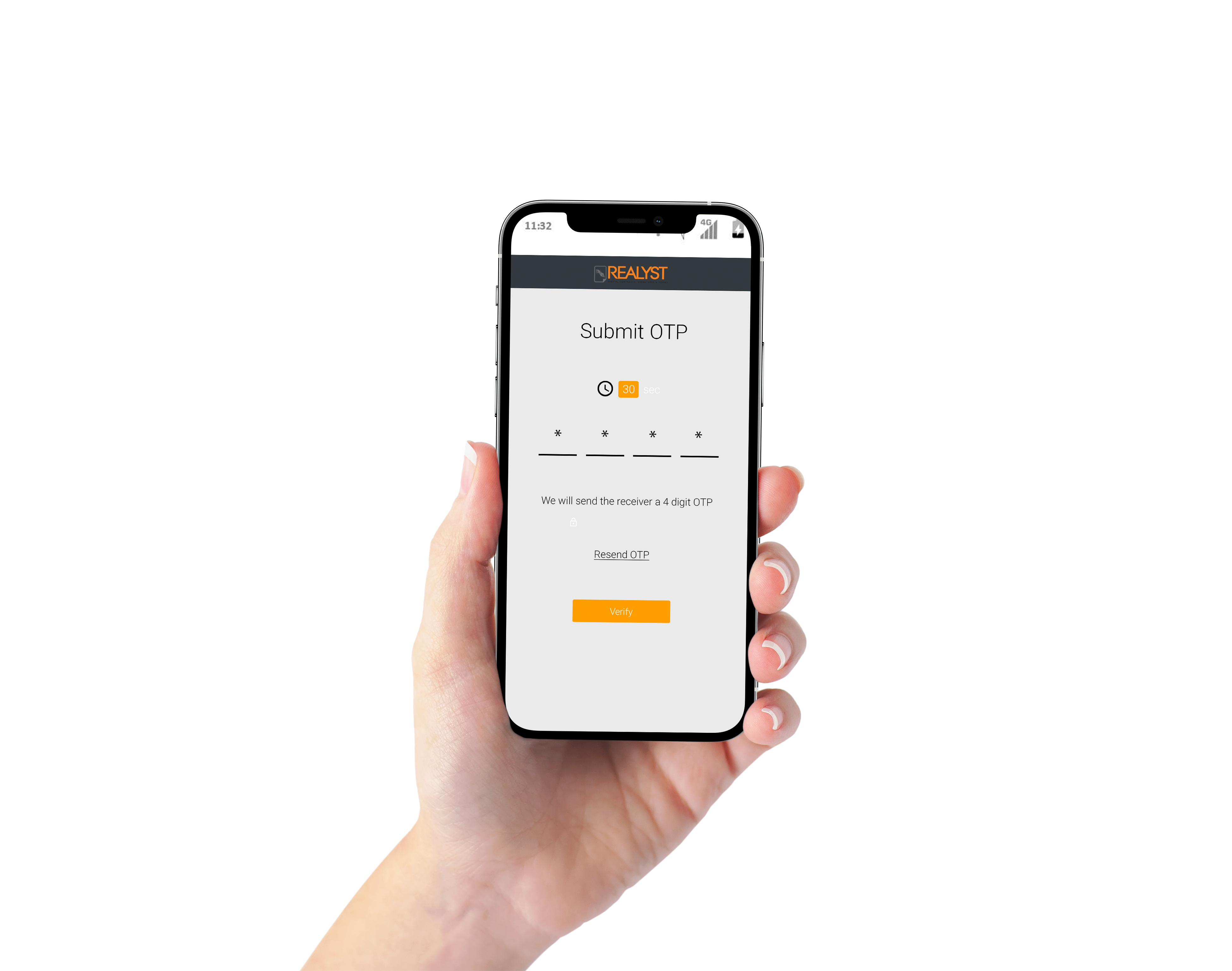 Entering a one-time PIN on a phone to sign a document